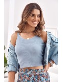 Bluza scurta tricotata cu bretele, albastru MP32858 - Magazin online - Boutique